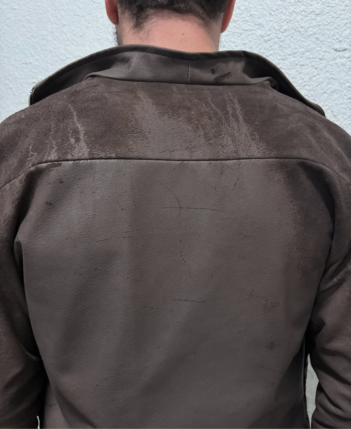 DISTRESSED LAMBSKIN ZIP