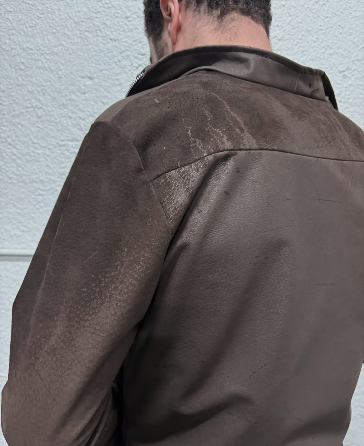 DISTRESSED LAMBSKIN ZIP