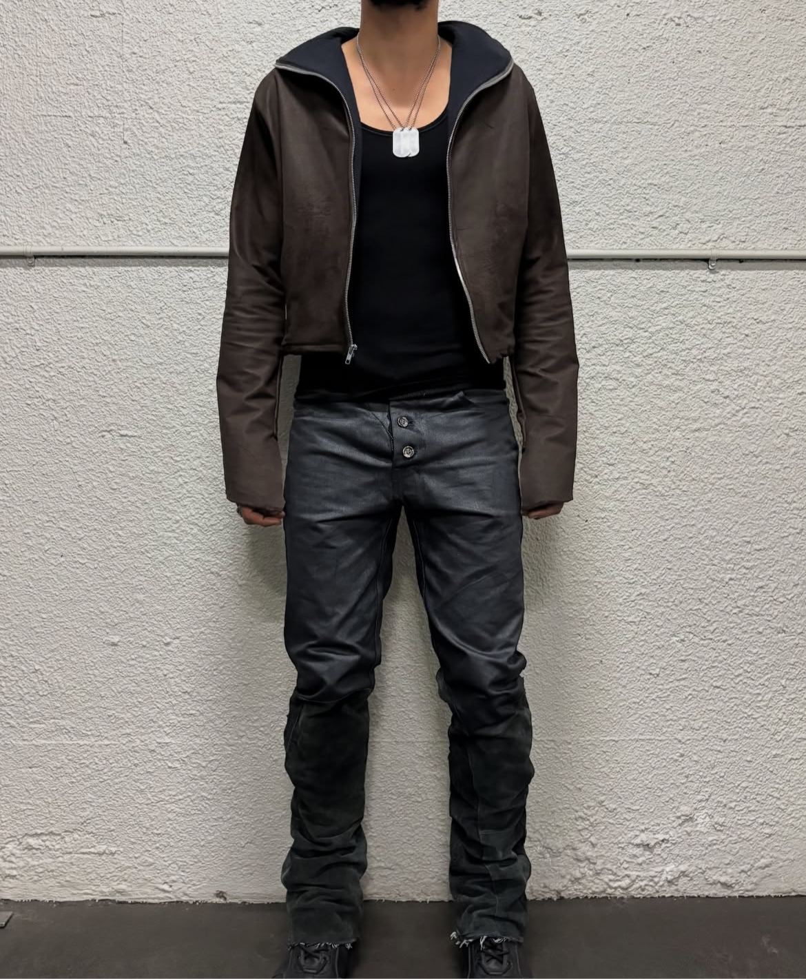 DISTRESSED LAMBSKIN ZIP