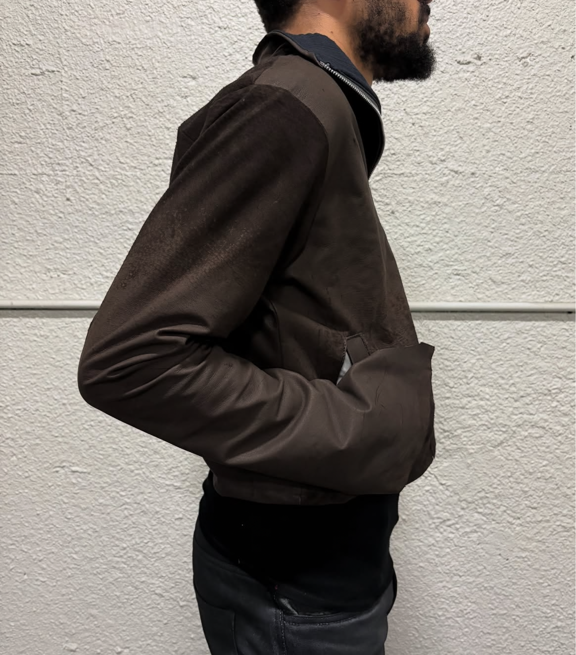 DISTRESSED LAMBSKIN ZIP