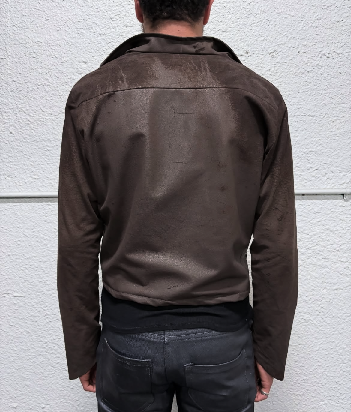 DISTRESSED LAMBSKIN ZIP